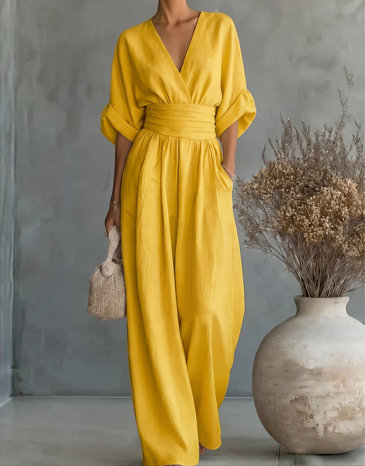 Elegant V-Neck Wide-Leg Jumpsuit