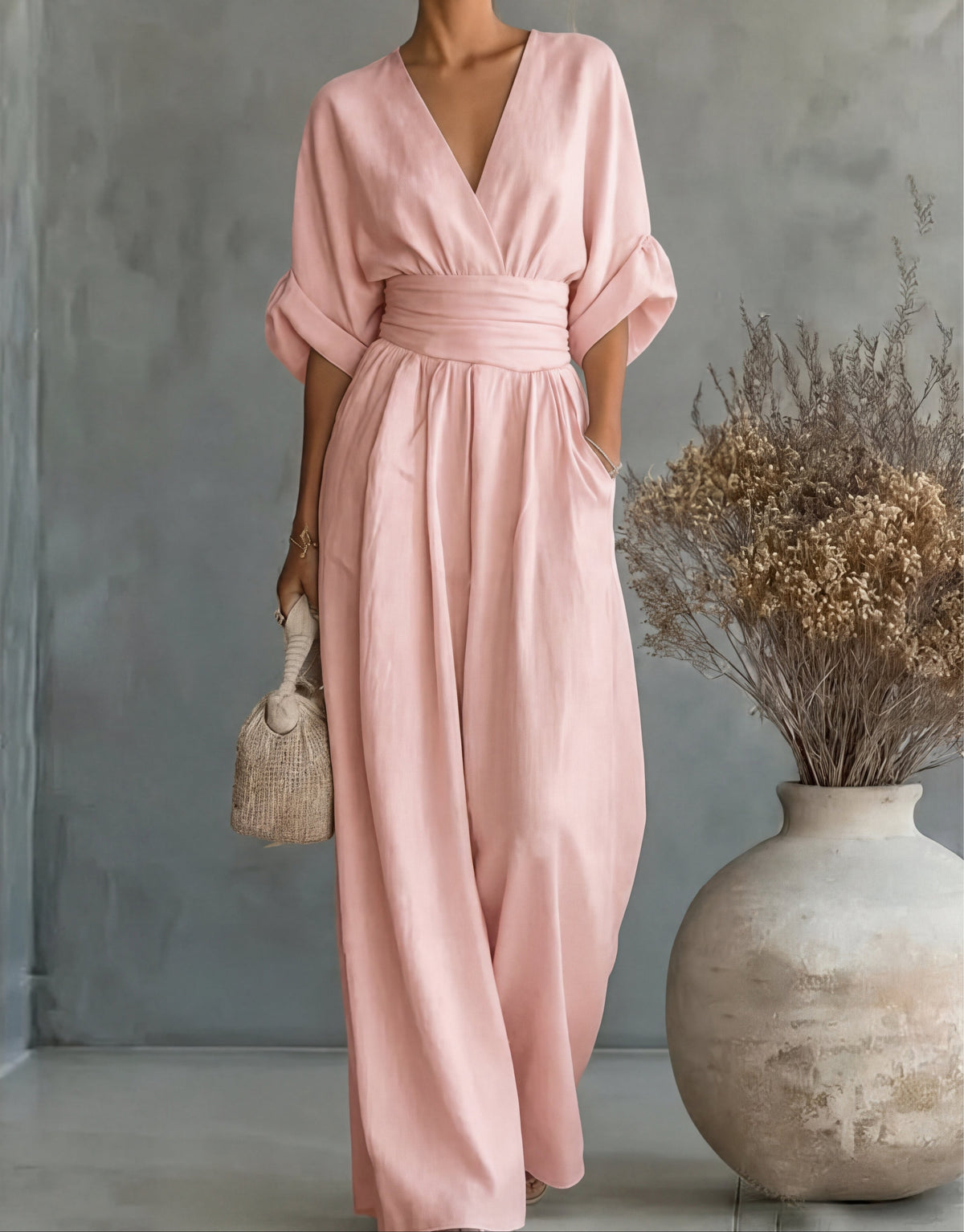 Elegant V-Neck Wide-Leg Jumpsuit