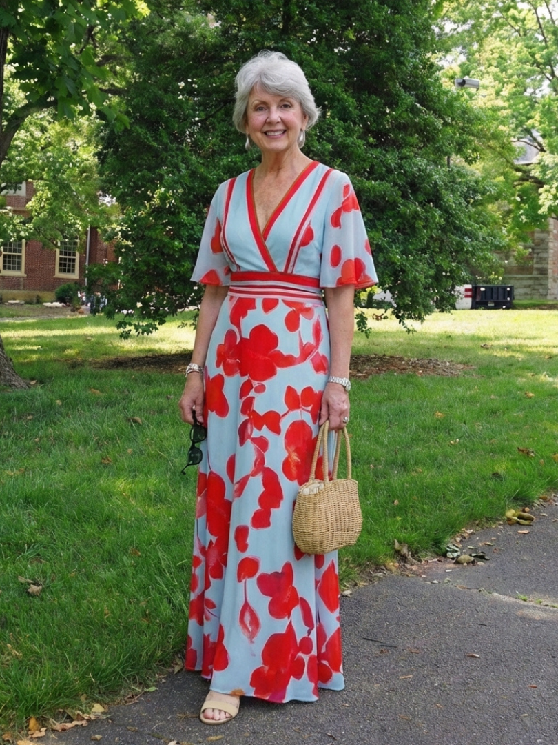 Isla | V Neck Short Sleeve Floral Maxi Dress