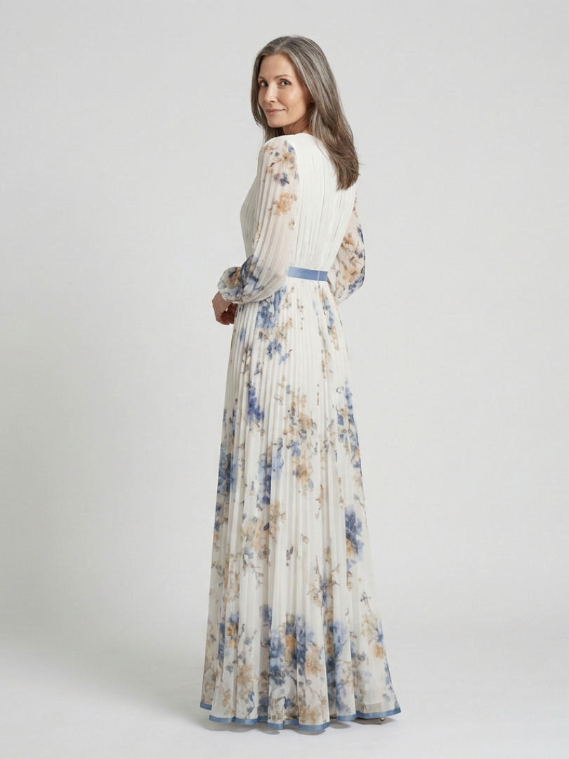 Rebecca | Long Sleeve V Neck Floral Maxi Dress