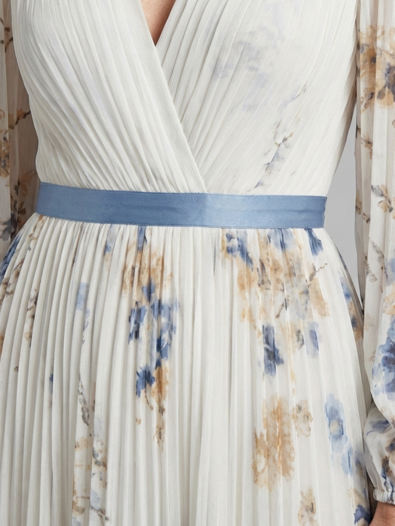 Rebecca | Long Sleeve V Neck Floral Maxi Dress