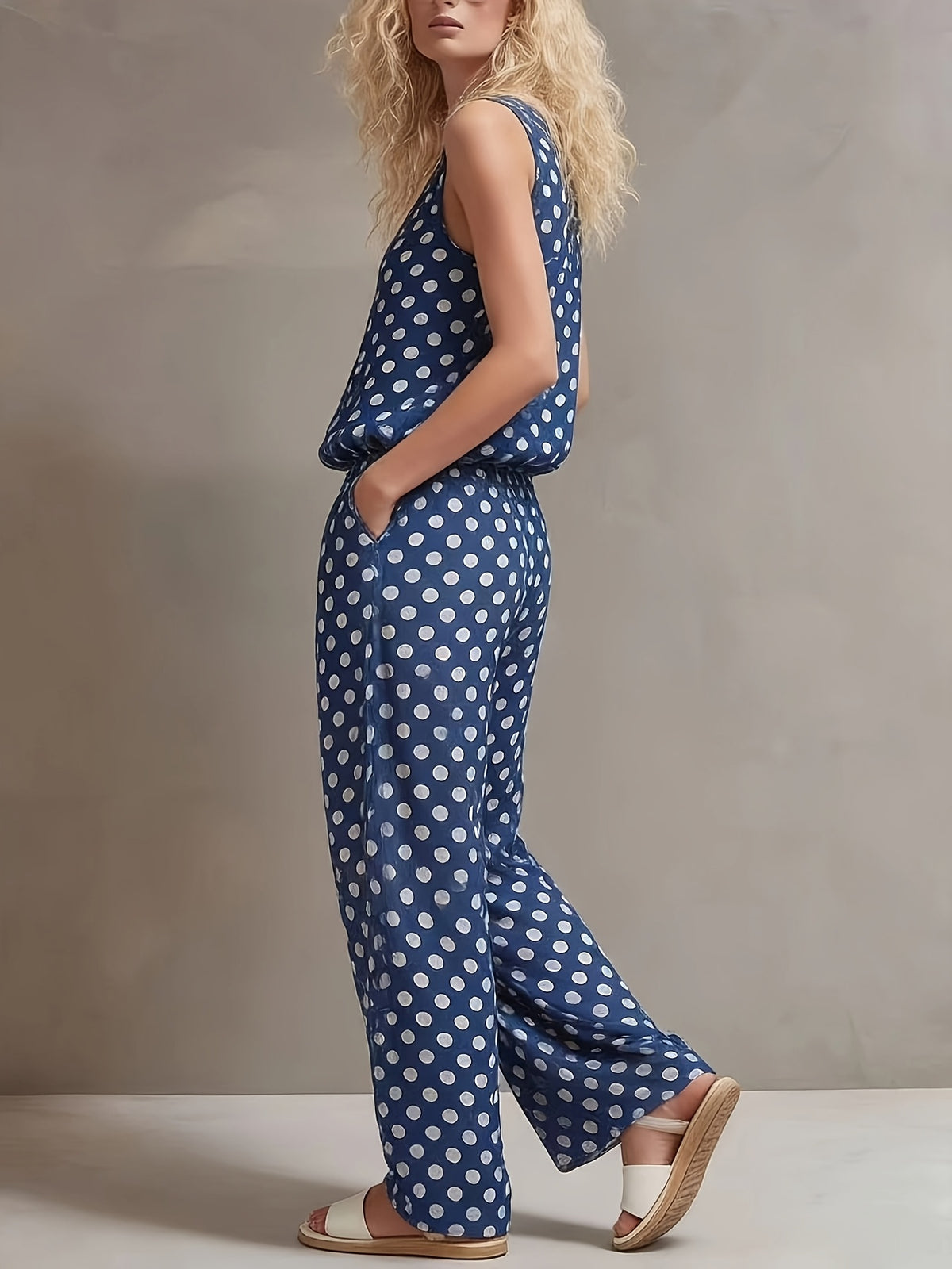 Elegant Polka Dot Wide-Leg Set