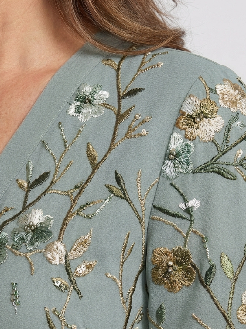 Jessica | Floral V Neck Short Sleeve Maxi Dress