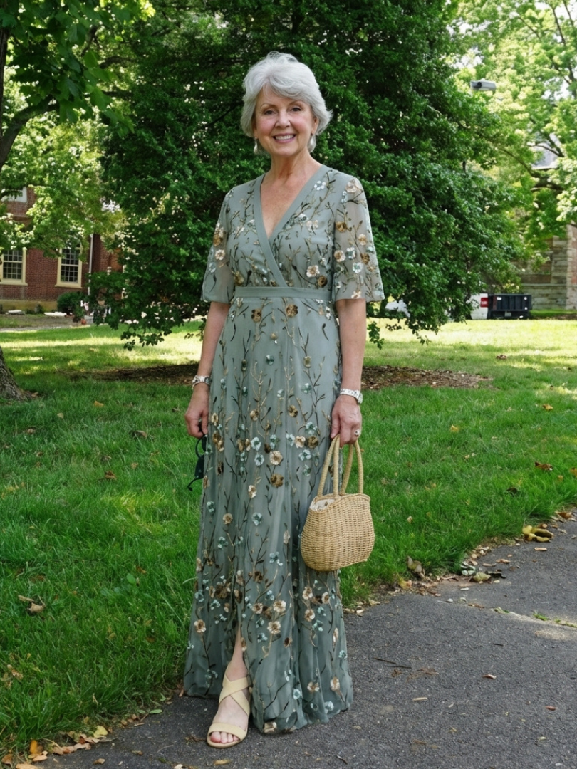 Jessica | Floral V Neck Short Sleeve Maxi Dress