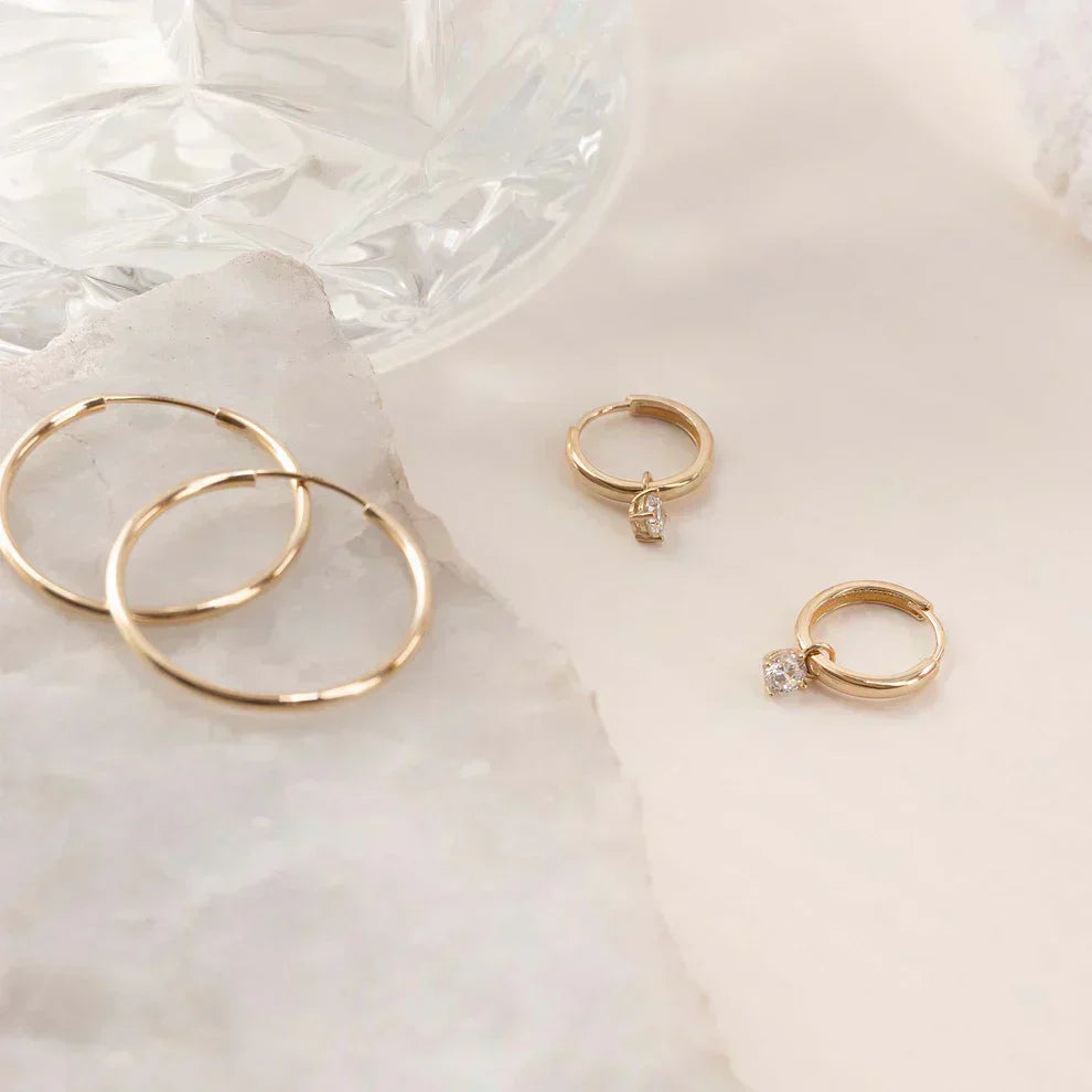 Gold Hoop Earrings with Moonstone Glow