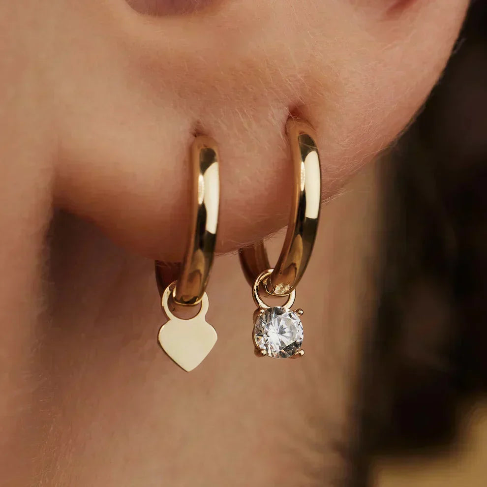 Gold Hoop Earrings with Moonstone Glow