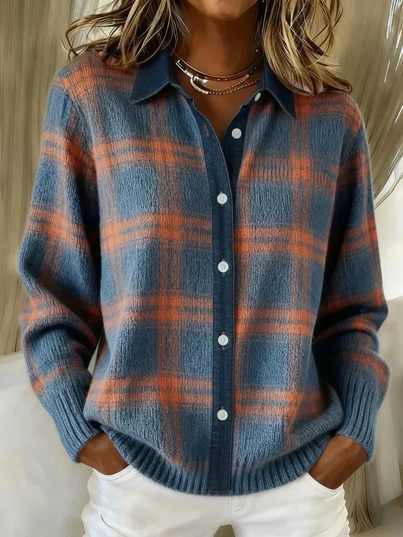 Haley Cosy Plaid Knit Cardigan