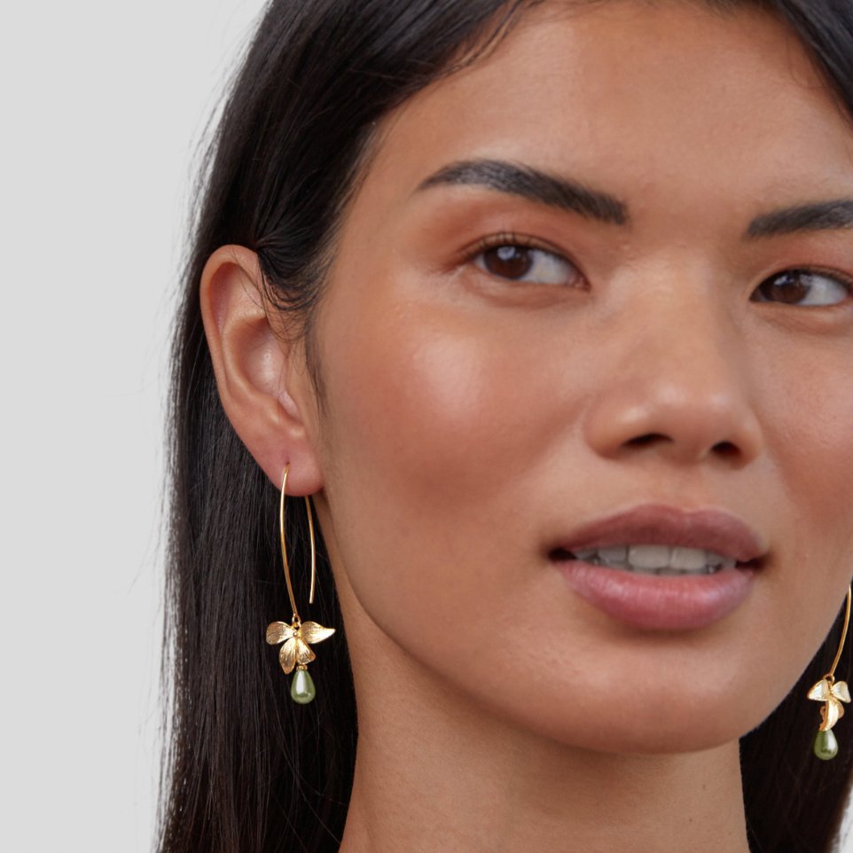 Jadeite Pearl Pendant Earrings