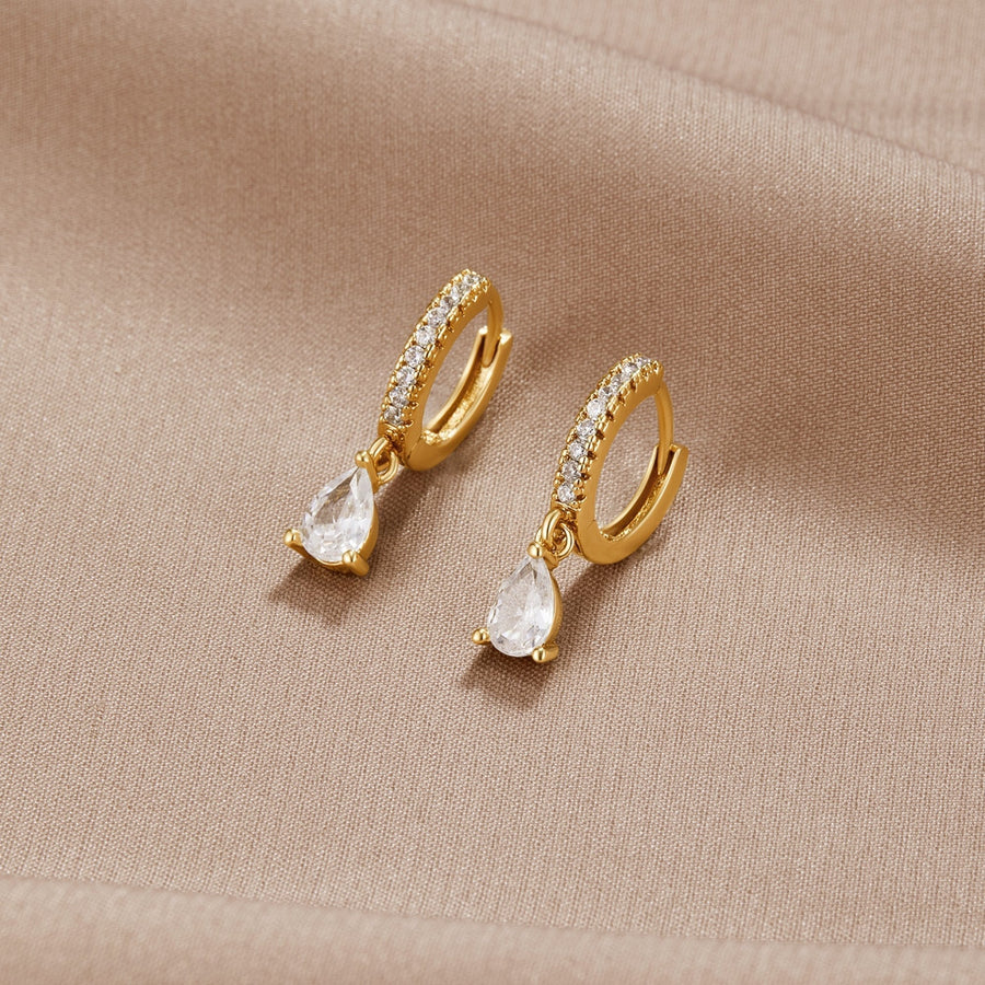 Elegant Gold Earrings with Crystals